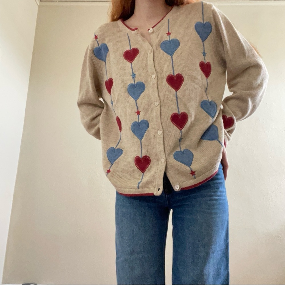 Christopher & Banks Knit Cardigan with Heart and Star Details